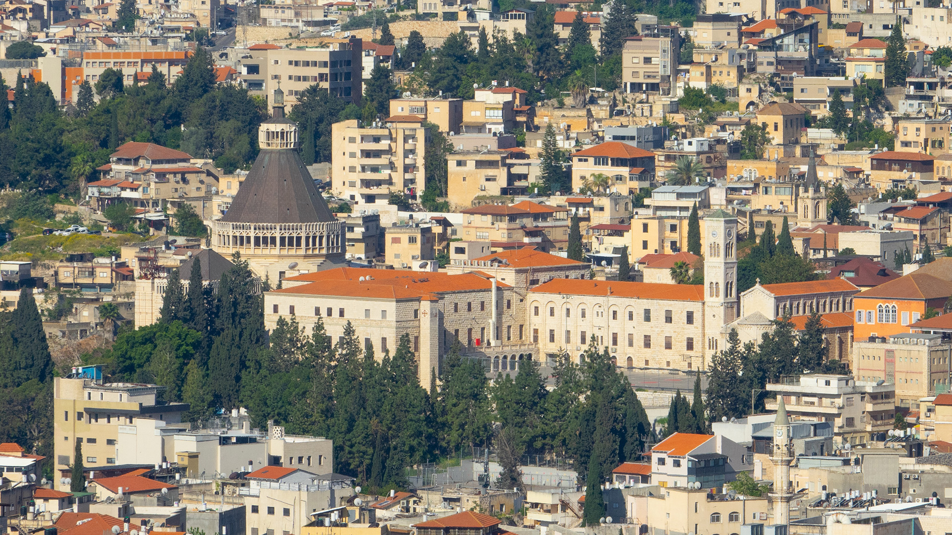Ein Blick auf die Verkündigungsbasilika in Nazareth.
